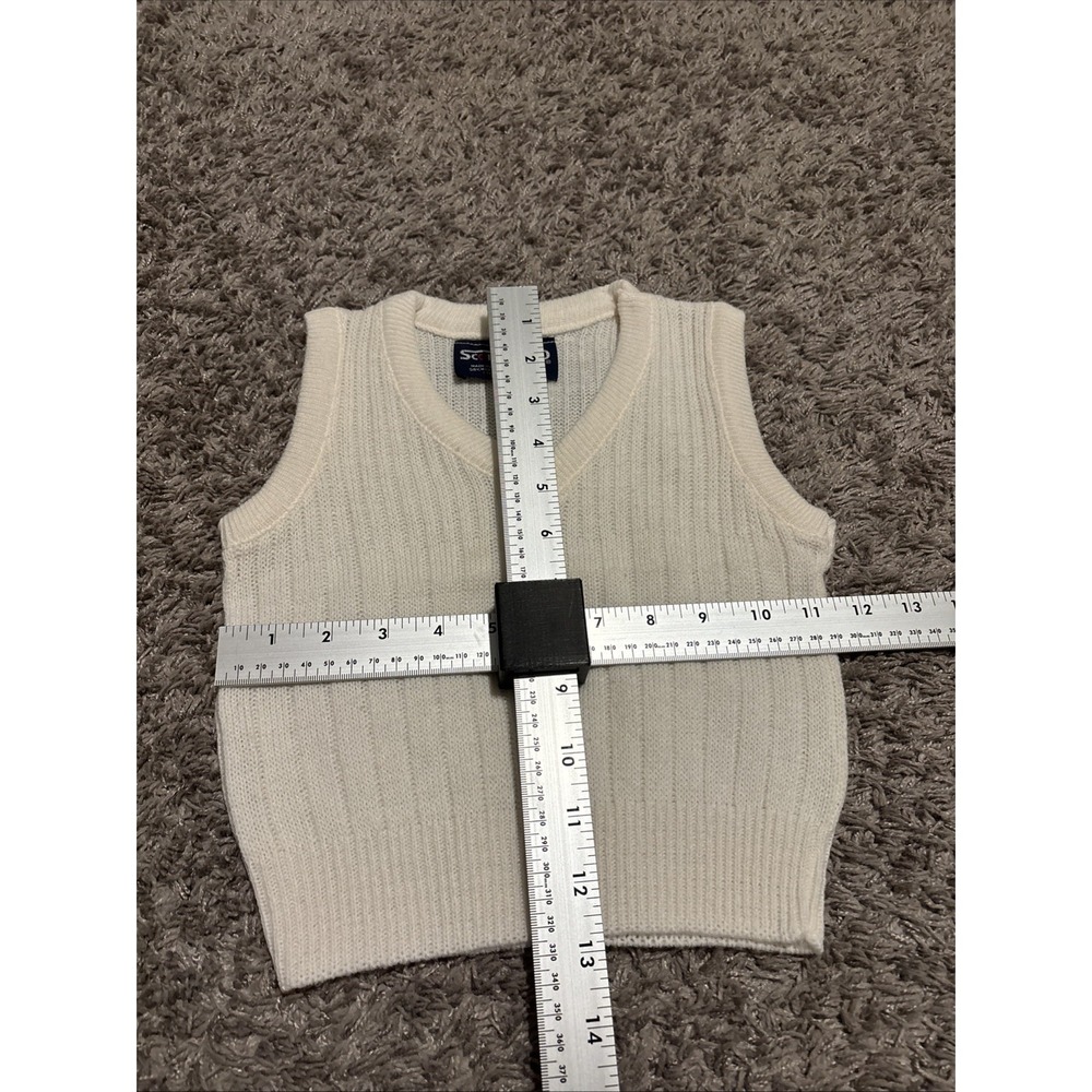 Vintage 80s Knit Sweater Vest White Vest Made In USA Small S - Picture 3 of 4